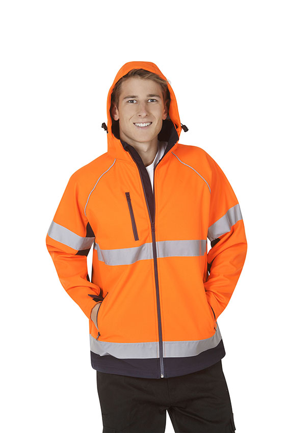 Hooded Hi Vis soft shell jackets ,day use